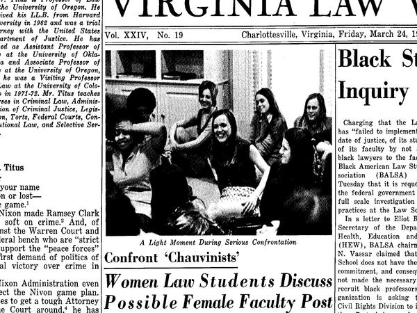 Cropped image closeup of newspaper article from Virginia Law Weekly.