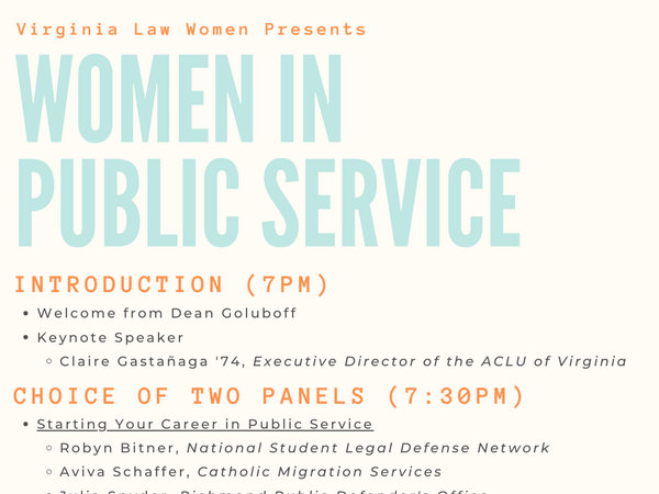 E-flyer which reads: "Women in Public Service"