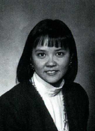 Black and white yearbook photo of woman